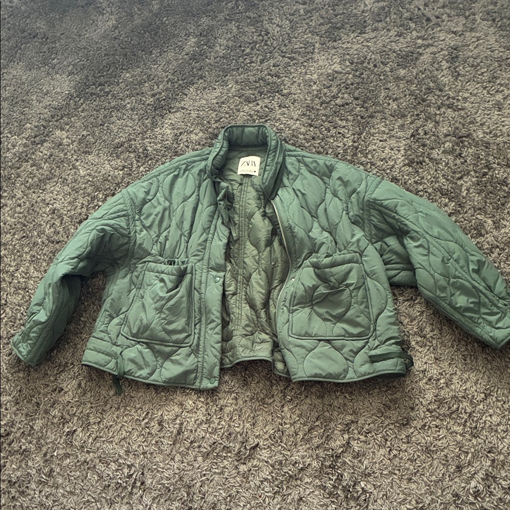 Zara Olive Quilted Jacket